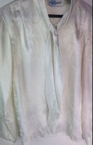 Liz Thomas L White Paisley On White Satin Blouse Top Workwear